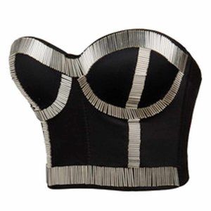 Women's Sequins Punk Goth Bra Clubwear Corset Top